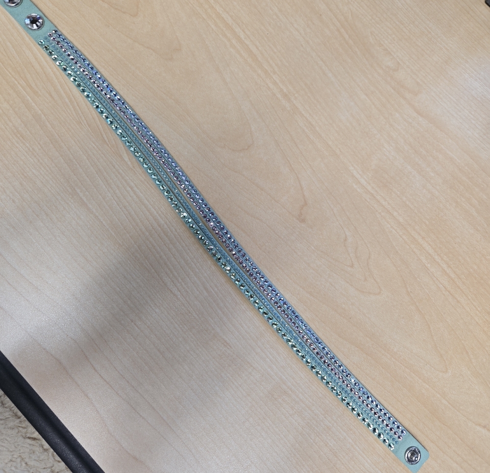 Swarovski Crystal-Embellished Mint Leather Bracelet